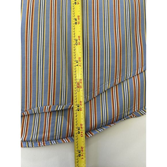Faconnable Blue Red Multi Stripe Long Sleeve Button Front Men’s Shirt Size XXL - Picture 6 of 7